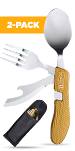 Orblue 2-Pack 4-in-1 Camping Utensils